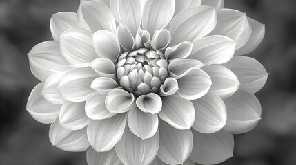 Black and White Dahlia Flower Macro Photography