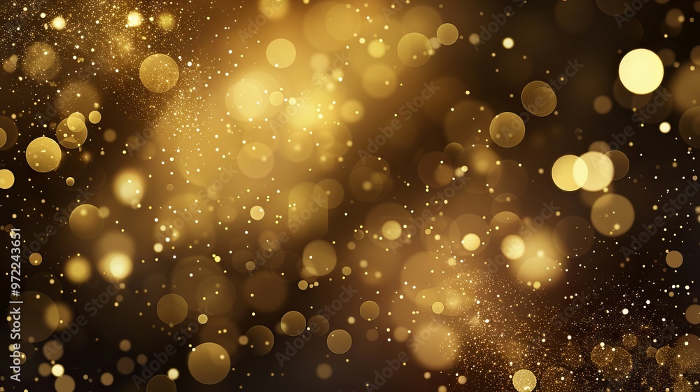 Poster golden bokeh blur abstract background with soft shimmering lights, perfect for festive designs, eleg