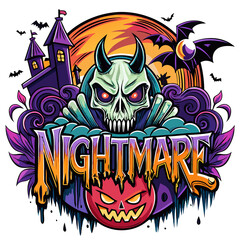 halloween skull with a skull isolated on white background. PNG Transparent file type with high definition quality And vibrant color grading Available.