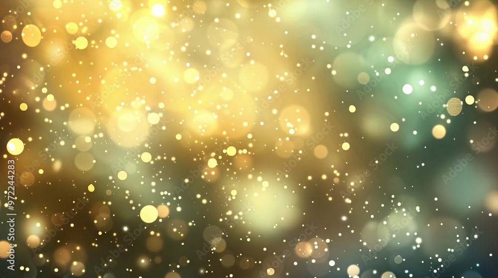 Poster golden bokeh lights abstract background with soft blurred glow for elegant and festive designs, perf