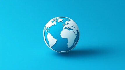 3D render of a white globe with a blue background.
