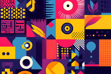 Abstract Geometric Pattern with Vibrant Colors and Shapes