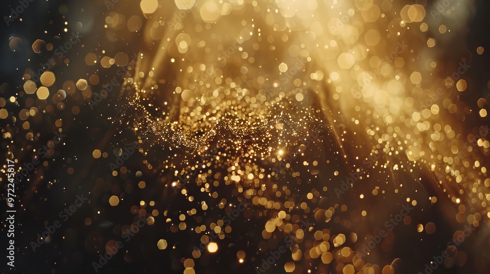 Poster golden bokeh blur abstract background with soft shimmering lights, perfect for festive designs, eleg