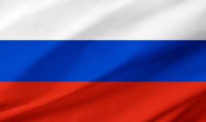 Russia flag background with waving fabric texture