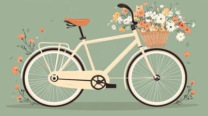 Fototapeta premium Vintage bicycle with a basket of flowers.