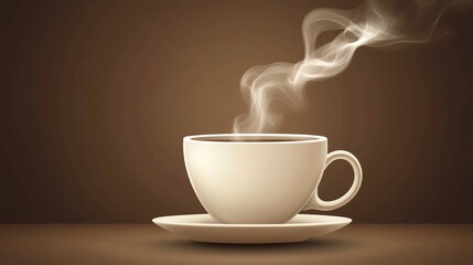 Obraz premium A steaming cup of coffee on a saucer.