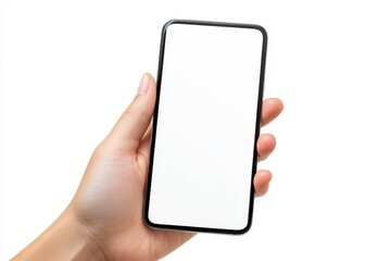 left hand holding mobile phone.