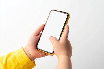 children hand using mobile phone.
