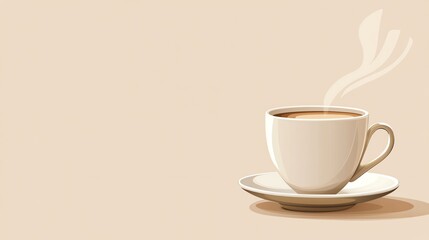 A steaming cup of coffee on a saucer.