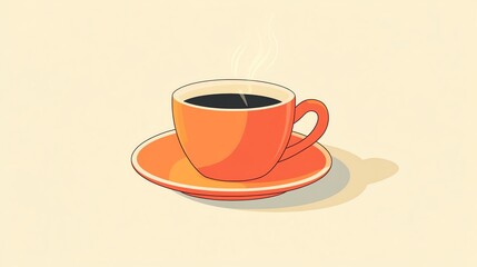 A simple, illustrated cup of coffee with steam coming out.