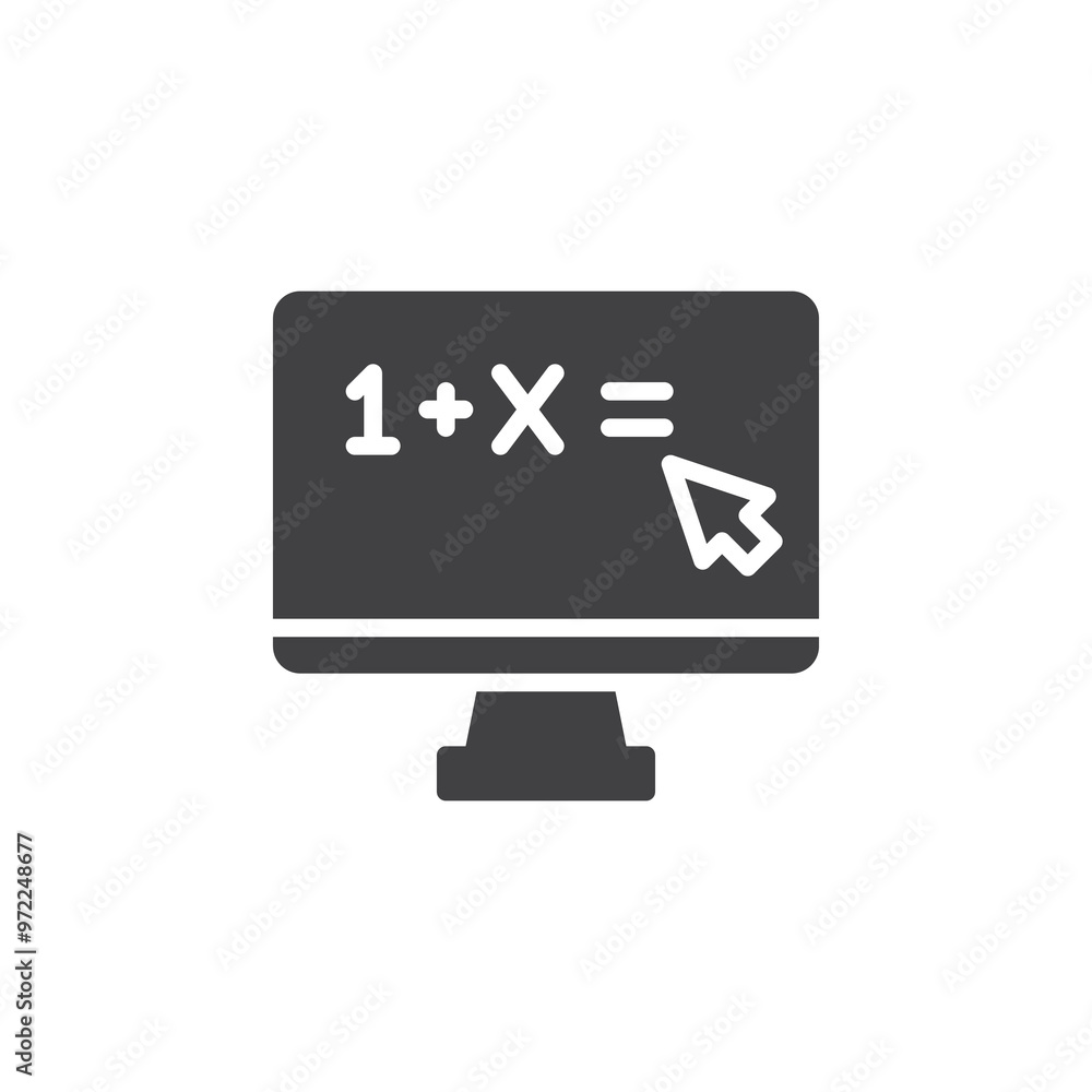 Poster computer screen mathematical example vector icon