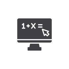 Computer screen mathematical example vector icon