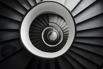 Black and White Spiral Staircase Architecture Design