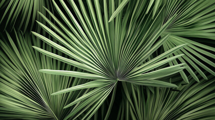 Fototapeta premium Eleganter Hintergrund mit grünen Palmfächern. Tropisches Luxus-Design. Exotische Blätter auf edlem Fond. Stilvolle Botanik für Mode, Interieur, Werbung