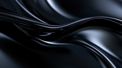 Fototapeta premium A smooth, flowing black surface with a glossy finish, creating a sense of elegance and depth.