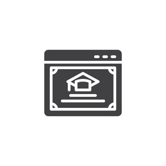 Website with graduation certificate vector icon