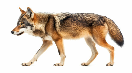 Obraz premium Wolf Walking Isolated on White Background