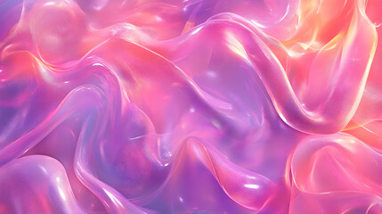 Obraz premium Abstract 3D Background with Pink and Purple Wavy, Fluid, and Shiny Shapes, Appearing Like Silk or Liquid