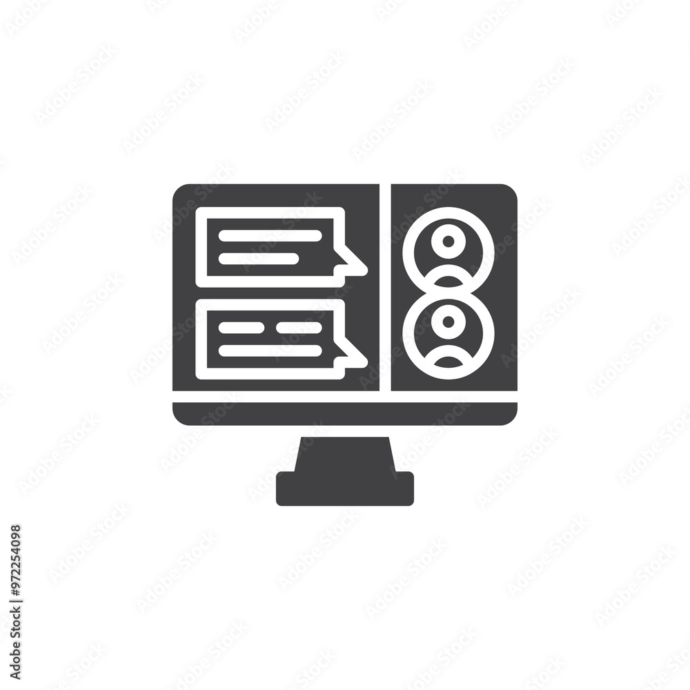Poster computer screen with speech bubbles chat vector icon