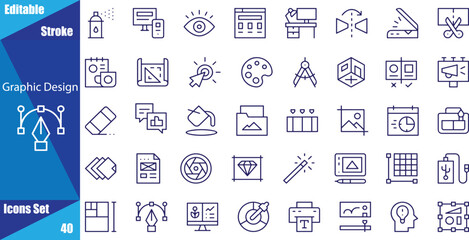 Art, creativity and graphic design related editable stroke outline icons set isolated on white background flat vector illustration © ITHAN