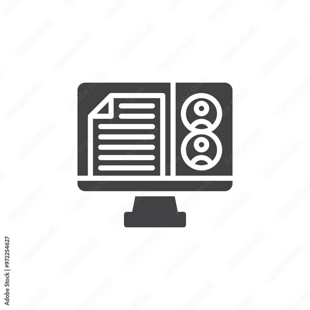 Poster multiple user with document files vector icon