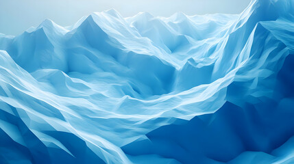Obraz premium Abstract Blue Crystalline Mountains 3D Render of Low Poly Landscape With Soft Lighting For Background Or Wallpaper Design