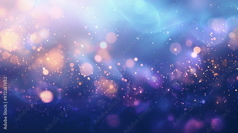 Poster abstract view of beautiful blue bokeh light effect design with sparkling circles and soft blur backg