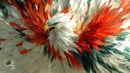 Fototapeta premium Vibrant abstract eagle illustration with colorful feathers in dynamic motion