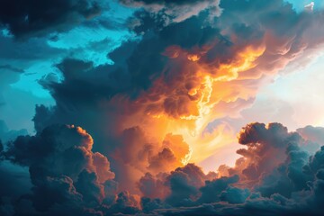 Fototapeta premium A cloudy sky with white and gray clouds, a simple atmospheric scene