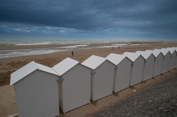 Beach of Cabourg with black clouds, High quality photo