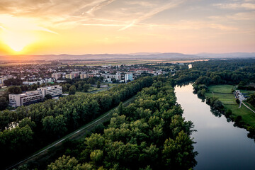 Fototapeta premium Aerial View over Piešťany, Trnava Region, Slovakia