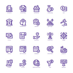 Company Accounting icon pack for your website, mobile, presentation, and logo design. Company Accounting icon basic line gradient design. Vector graphics illustration and editable stroke.