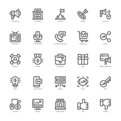 Company Marketing icon pack for your website, mobile, presentation, and logo design. Company Marketing icon outline design. Vector graphics illustration and editable stroke.