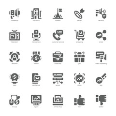 Company Marketing icon pack for your website, mobile, presentation, and logo design. Company Marketing icon glyph design. Vector graphics illustration and editable stroke.