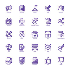Company Marketing icon pack for your website, mobile, presentation, and logo design. Company Marketing icon basic line gradient design. Vector graphics illustration and editable stroke.