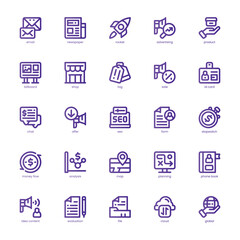 Company Marketing icon pack for your website, mobile, presentation, and logo design. Company Marketing icon basic line gradient design. Vector graphics illustration and editable stroke.