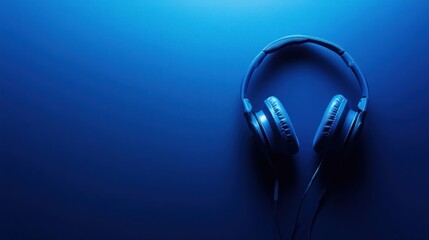 Headphones on a Blue Background