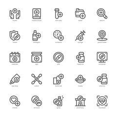 Pharmacy icon pack for your website, mobile, presentation, and logo design. Pharmacy icon outline design. Vector graphics illustration and editable stroke.
