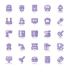 Home appliance icon pack for your website, mobile, presentation, and logo design. Home appliance icon basic line gradient design. Vector graphics illustration and editable stroke.