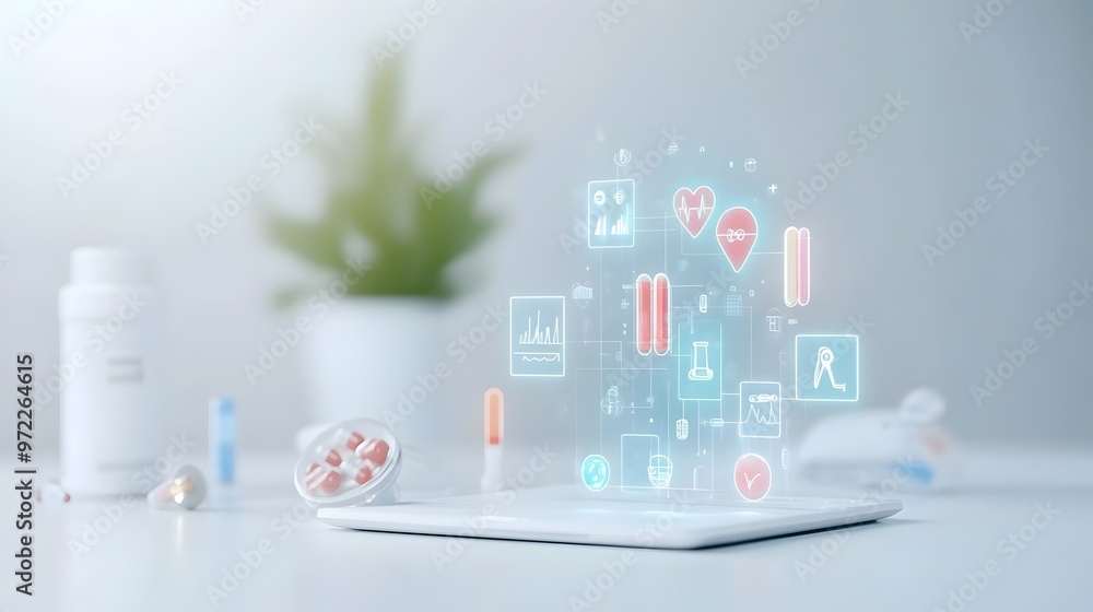 Poster futuristic healthcare revolution - ai-driven predictive modeling personalized with wearable health d