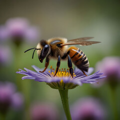Bee in a blur background