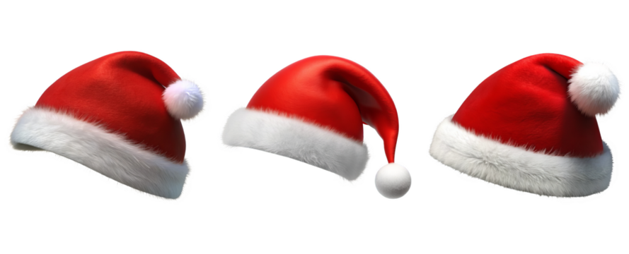 set of three illustration santa hat isolated on white