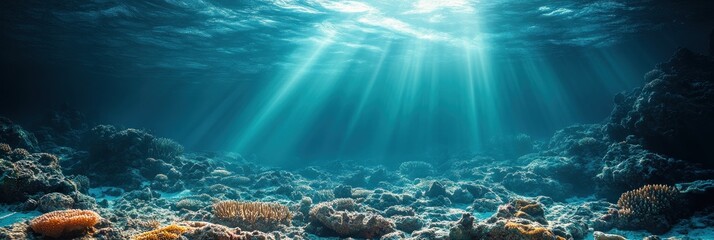 Obraz premium Sunlight Beams Through Deep Ocean Waters