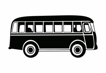 Flat design of  a bus coach vector in black and white perfect for apps, website, logo or sign 