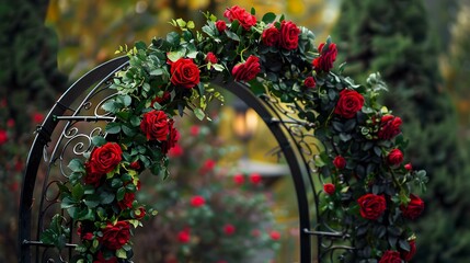 Fototapeta premium Romantic Red Rose Archway for a Wedding Ceremony