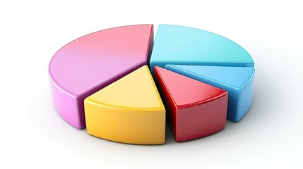 Colorful 3D pie chart illustrating cost distribution in business, isolated with ample copy space.