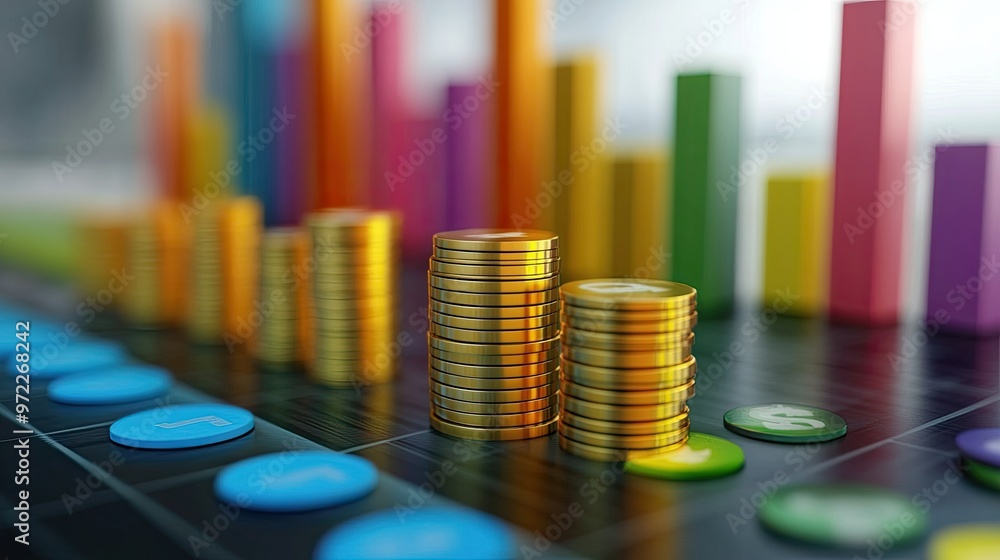 Aufkleber cost structure diagram in 3d, highlighting different expenses with copy space.