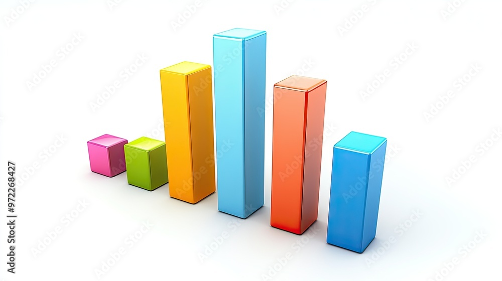 Wall mural Detailed 3D bar chart of business costs, isolated with room for text, copy space.