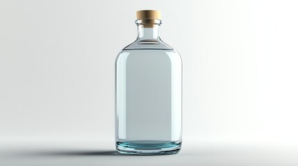 A clear glass bottle with a cork top, perfect for showcasing your product design.