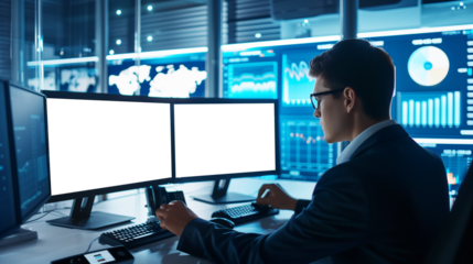 person with blank screen